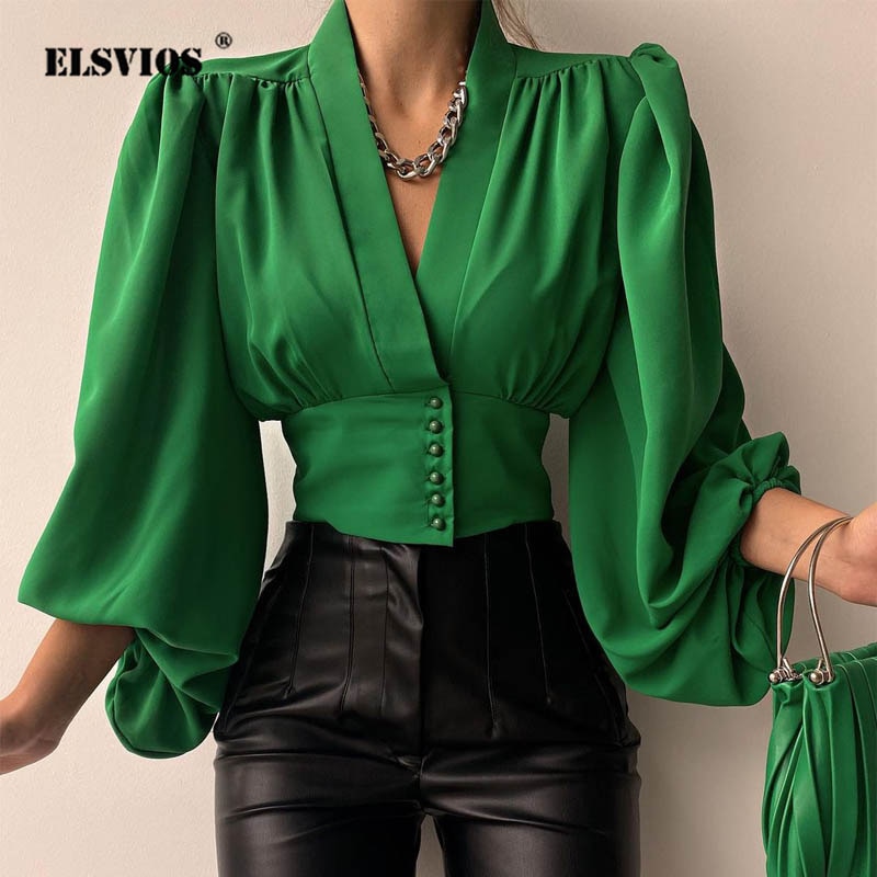 Women Fashion Trend Cool Long Sleeved Shirt Solid Color